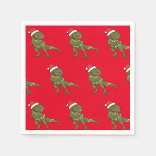 Santa T-Rex Dinosaur Weihnachten Xmas Napkin Serviette