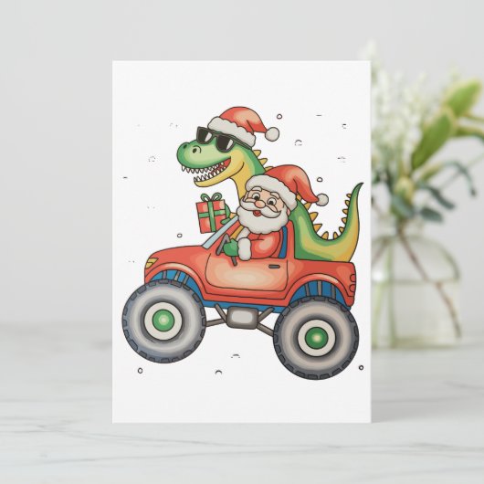 Santa T Rex Dinosaurier Monster Truck Weihnachten  (Stehend Vorderseite)