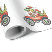 Santa T Rex Dinosaurier Monster Truck Weihnachten Geschenkpapier (Rolleneckpunkt)