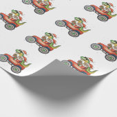 Santa T Rex Dinosaurier Monster Truck Weihnachten Geschenkpapier (Ecke)