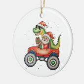 Santa T Rex Dinosaurier Monster Truck Weihnachten Keramik Ornament (Links)