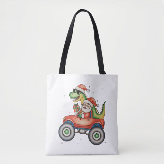 Santa T Rex Dinosaurier Monster Truck Weihnachten Tasche (Vorderseite)