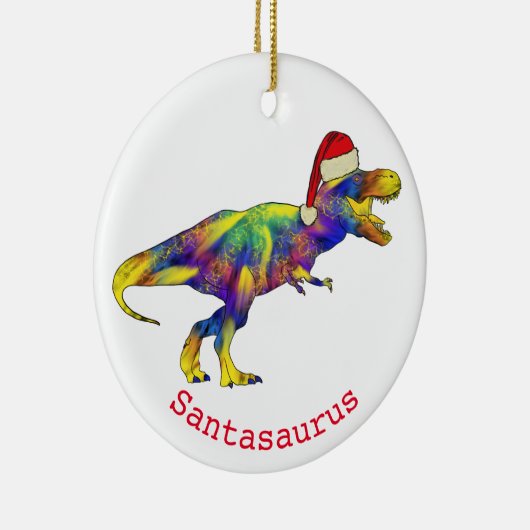 Santa T. rex Funny Dinosaur Keramik Ornament (Rechts)