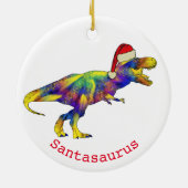 Santa T. rex Funny Dinosaur Keramik Ornament (Hinten)