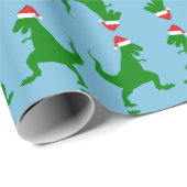 Santa T-Rex Geschenkpapier (Rolleneckpunkt)