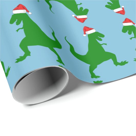 Santa T-Rex Geschenkpapier (Rolleneckpunkt)