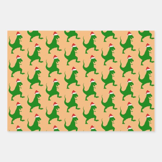 Santa T-Rex Geschenkpapier Set (Vorderseite)