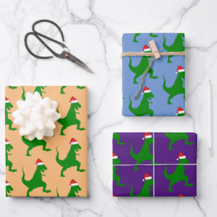 Santa T-Rex Geschenkpapier Set