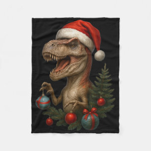 Santa T-Rex Weihnachten Lustiger Dinosaurier Feier Fleecedecke