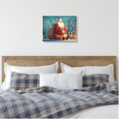 Santa Taking a Rooftop Break – Cozy Christmas Nigh Leinwanddruck (Insitu (Schlafzimmer))