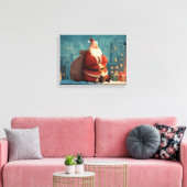 Santa Taking a Rooftop Break – Cozy Christmas Nigh Leinwanddruck (Insitu (Wohnzimmer))