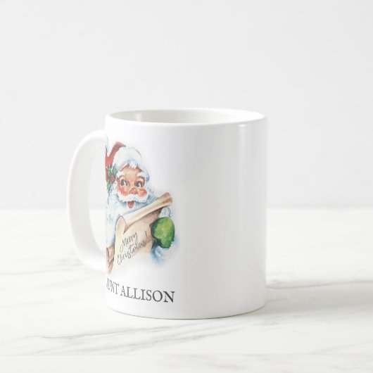 Santa Tasse, Vintag mit Name Kaffeetasse (Vorderseite Links)