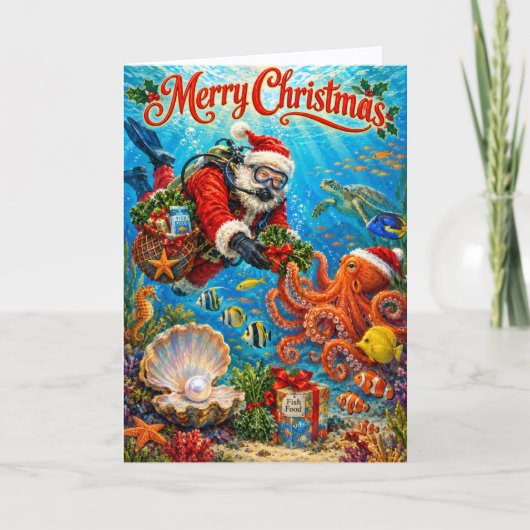 Santa Tauchen Feiertagskarte (Vorderseite)
