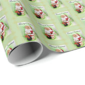 Santa Teddy Bar Wrapping Paper Geschenkpapier (Rolleneckpunkt)
