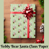 Santa Teddy Bar Wrapping Paper Geschenkpapier