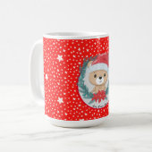 Santa Teddy Bear Red and White Star Weihnachten Kaffeetasse (Vorderseite Links)