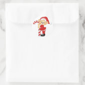Santa Teddy Bear und Candycane Runder Aufkleber (Tasche)