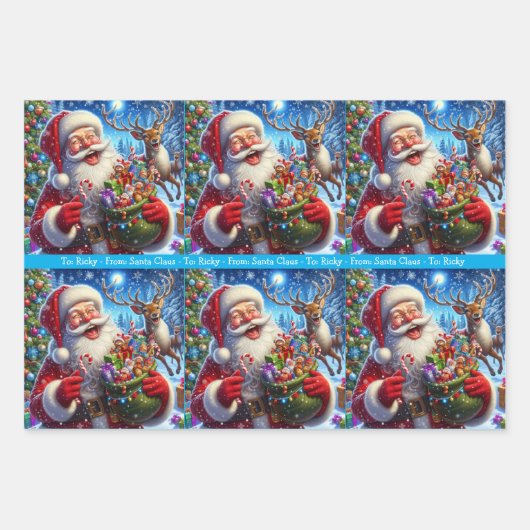 Santa Tells einem Vater Joke hinzufügen Kindername Geschenkpapier Set (Vorderseite 2)