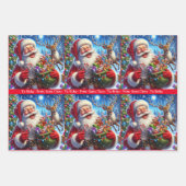 Santa Tells einem Vater Joke hinzufügen Kindername Geschenkpapier Set (Vorderseite)