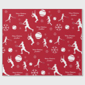 Santa Tennis Player Ball Muster Red Xmas Kid Name Geschenkpapier (Flach)