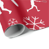 Santa Tennis Player Ball Muster Red Xmas Kid Name Geschenkpapier (Rolleneckpunkt)
