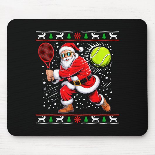 Santa Tennis Player Christmas Xmas Funny Holiday M Mousepad (Vorne)