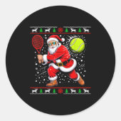 Santa Tennis Player Christmas Xmas Funny Holiday M Runder Aufkleber (Vorderseite)
