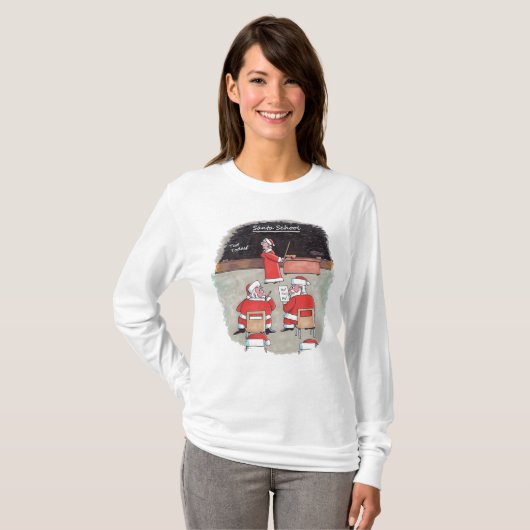 Santa Test Frauen weißer, langärmeliger T - Shirt (Vorne ganz)