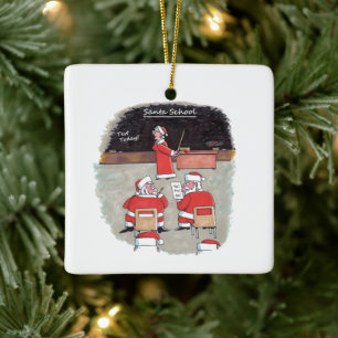 Santa Test quadratischer Keramik-Schmuck Keramikornament