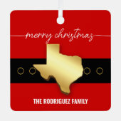 Santa Texas Belt Buckle Christmas Ornament Aus Metall (Vorderseite)