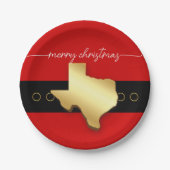 Santa Texas Belt Buckle Christmas Pappteller (Vorderseite)