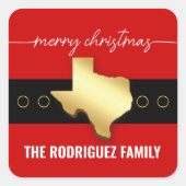 Santa Texas Belt Buckle Christmas Quadratischer Aufkleber (Vorderseite)