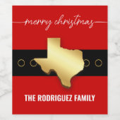 Santa Texas Belt Buckle Christmas Weinetikett (Einzelnes Label)