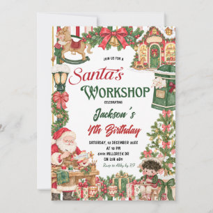 Santa-Thema Santas Werkstatt Weihnachten Geburtsta Einladung