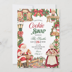Santa-Themen-Cookie-Tausch-Weihnachtsfeier Einladung