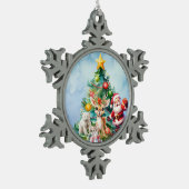 SANTA & TIERE FREUNDE SCHNEEFLAKE ORNATION SCHNEEFLOCKEN Zinn-Ornament (Links)