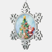 SANTA & TIERE FREUNDE SCHNEEFLAKE ORNATION SCHNEEFLOCKEN Zinn-Ornament (Rechts)