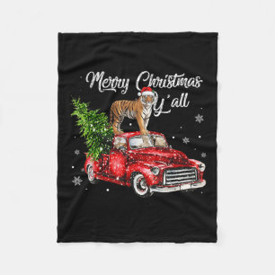 Santa Tiger Ride Red Truck Ugly Sweater Weihnachte Fleecedecke