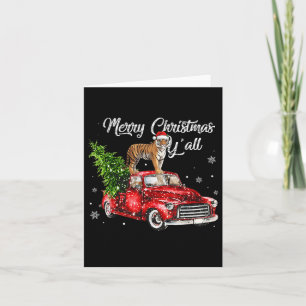 Santa Tiger Ride Red Truck Ugly Sweater Weihnachte Karte