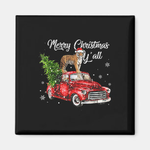 Santa Tiger Ride Red Truck Ugly Sweater Weihnachte Magnet