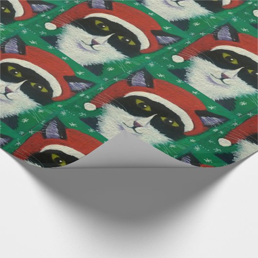 Santa Tixedo Katze Geschenkpapier (Ecke)