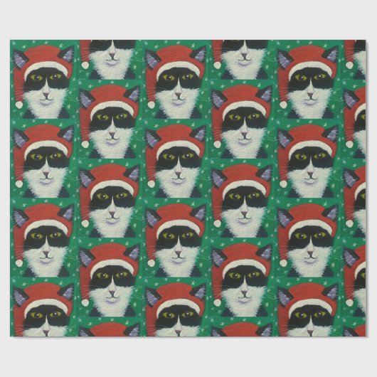 Santa Tixedo Katze Geschenkpapier (Flach)