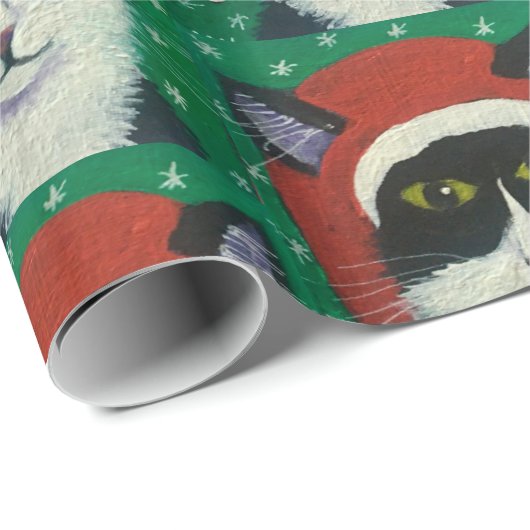 Santa Tixedo Katze Geschenkpapier (Rolleneckpunkt)