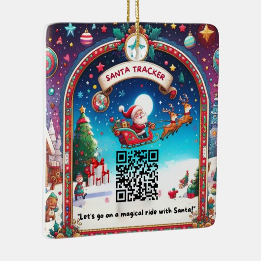 Santa Tracker QR Code Platz Weihnachtsdekoration Keramikornament (Rechts)