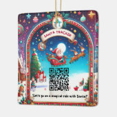 Santa Tracker QR Code Platz Weihnachtsdekoration Keramikornament (Links)