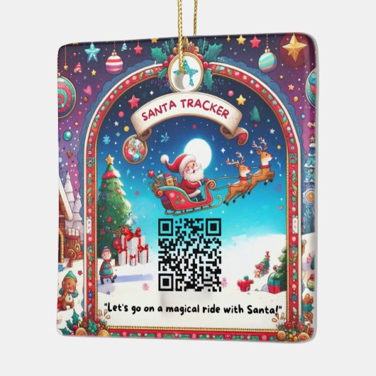 Santa Tracker QR Code Platz Weihnachtsdekoration Keramikornament (Links)