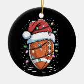 Santa trägt Weihnachts-American-Football-Spieler Keramik Ornament (Vorne)