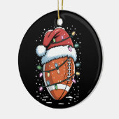 Santa trägt Weihnachts-American-Football-Spieler Keramik Ornament (Links)