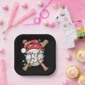 Santa trägt Weihnachts-Baseballspieler  Pappteller (Party)