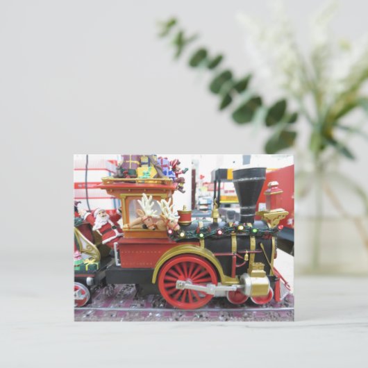 Santa Train Feiertagspostkarte (Stehend Vorderseite)